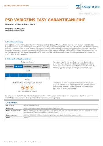 PSD VARIOZINS EASY GARANTIEANLEIHE