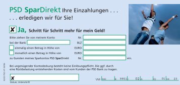 Einzahlungsbeleg PSD SparDirekt - PSD Bank Hessen-Thüringen eG