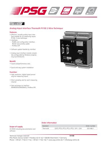 Analog-Input-Interface ThermoIN Pt100 2-Wire ... - psg-online.de