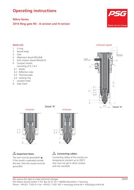 Operating instructions - psg-online.de