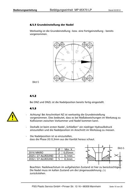 Betätigungseinheit MP 65x70 LP - psg-online.de