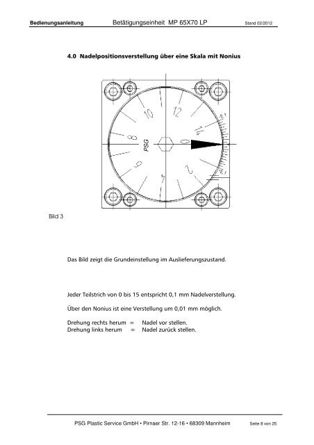 Betätigungseinheit MP 65x70 LP - psg-online.de