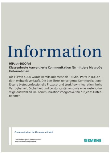 Siemens-HiPath 4000 V6-Datenblatt - PTC Telecom GmbH