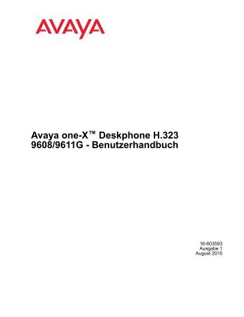Avaya one-Xâ¢ Deskphone H.323 9608/9611G - Benutzerhandbuch