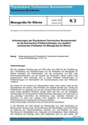 TR-K 3 Anforderungen  der Physikalisch-Technischen ... - PTB
