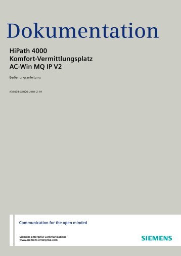 AC Win MQ IP V2 (HiPath 4000), Bedienungsanleitung