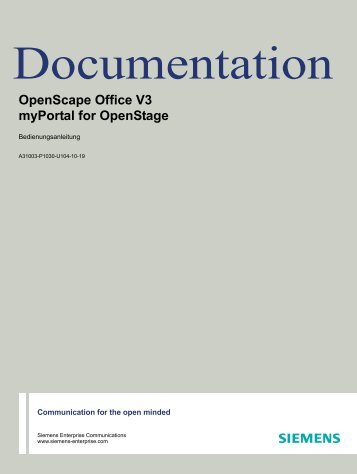 OpenScape Office V3 myPortal for OpenStage