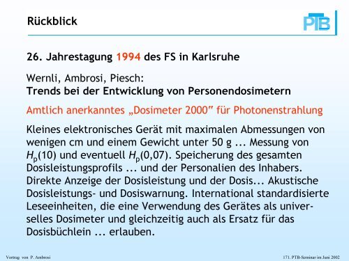 Können elektronische Personendosimeter für ... - PTB