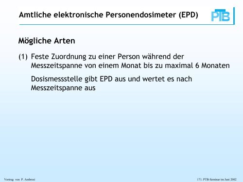 Können elektronische Personendosimeter für ... - PTB