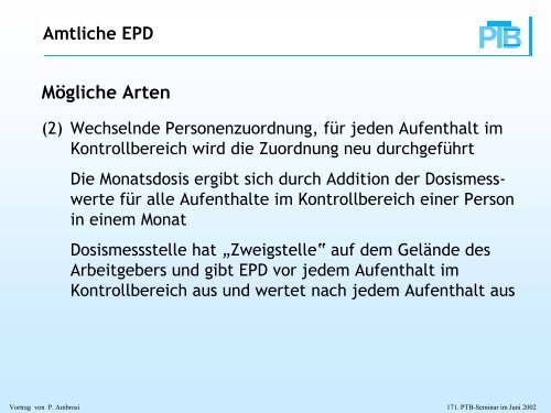 Können elektronische Personendosimeter für ... - PTB