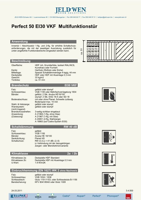 Perfect 50 EI30 VKF Multifunktionstür - JELD-WEN Schweiz AG