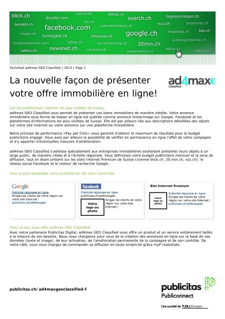 Download Factsheet ad4max GEO Classified offre immobilière