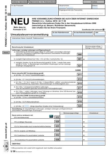 U30 - Umsatzsteuervoranmeldung für 2003 - (Formular)
