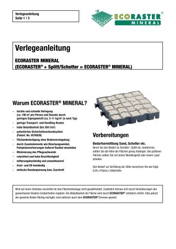 Verlegeanleitung Ecoraster MINERAL - PURUS PLASTICS