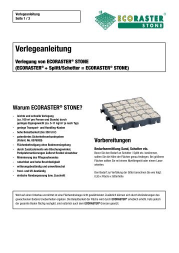 Verlegeanleitung Ecoraster STONE - PURUS PLASTICS