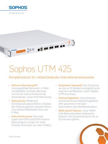 Sophos UTM 425 Datenblatt - Infinigate