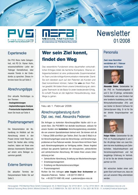 Newsletter 01/2008 - PVS-MEFA Reiss GmbH