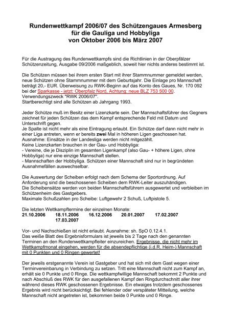 Ausschreibung RWK Gau Armesberg - SG Pullenreuth