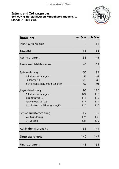 Übersicht Übersicht - Schleswig-Holsteinischer Fussballverband eV