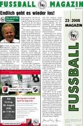 FUSSBALL MAGAZIN - Schleswig-Holsteinischer Fussballverband eV