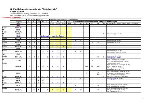 SHFV- Rahmenterminkalender "Spielbetrieb" - Schleswig ...