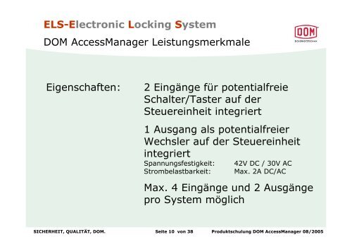 Els Locking System ELS-Electronic Locking Sy