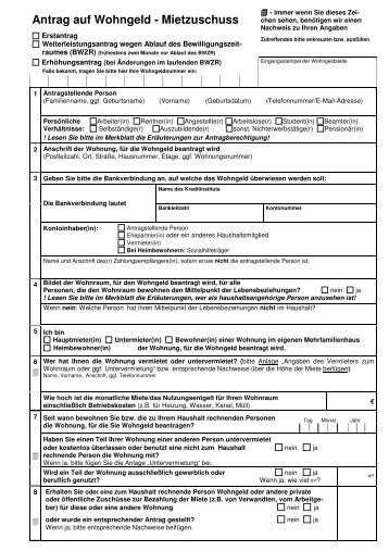 Antrag auf Wohngeld - Mietzuschuss - Siegburg