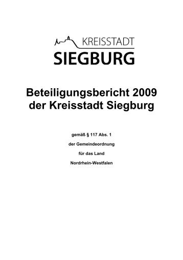 Beteiligungsbericht 2009 der Kreisstadt Siegburg
