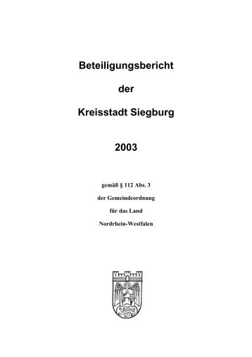 Beteiligungsbericht der Kreisstadt Siegburg 2003