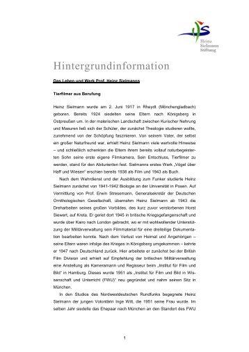 Hintergrundinformation - Heinz Sielmann Stiftung