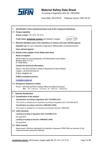 Material Safety Data Sheet - SIFIN