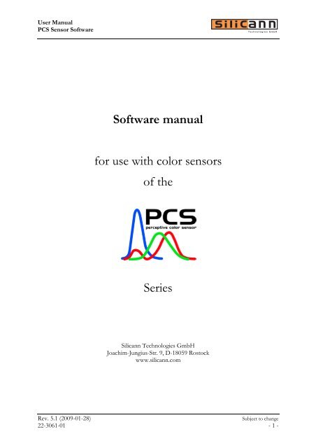 Software manual for  use with color sensors of the Series - Silicann