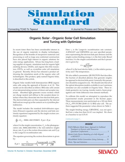 Organic Solar - Organic Solar Cell Simulation and Tuning ... - Silvaco