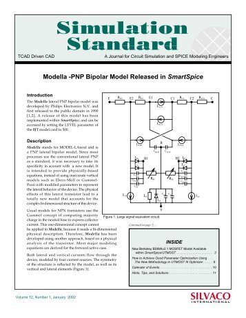 Modella -PNP Bipolar Model Released in SmartSpice - Silvaco