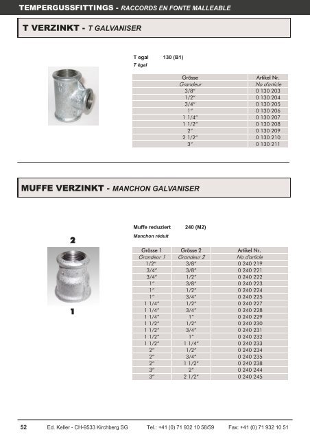 ACCESSOIRES DE TUYAU - Ed. Keller AG, Kirchberg