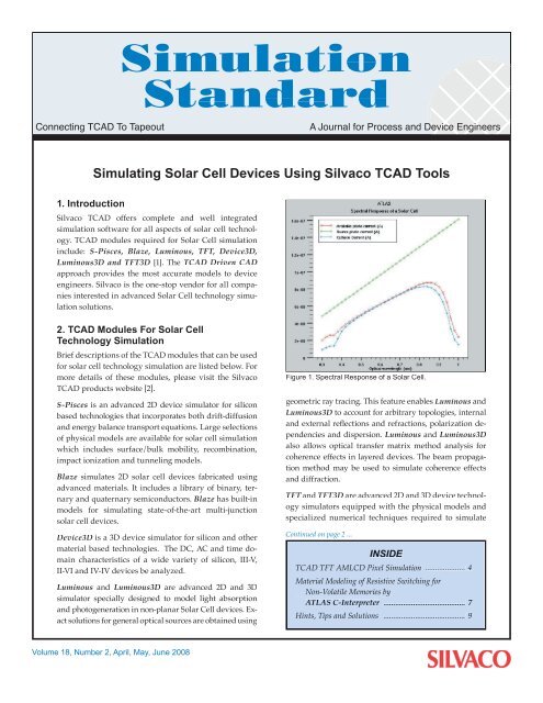 Simulating Solar Cell Devices Using Silvaco TCAD Tools