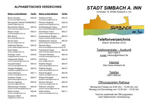 ALPHABETISCHES VERZEICHNIS - Simbach  am Inn