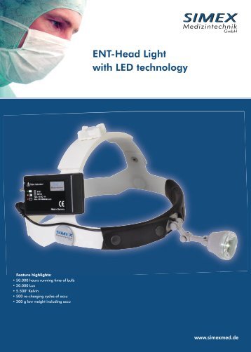 ENT-Head Light with LED technology - SIMEX Medizintechnik GmbH