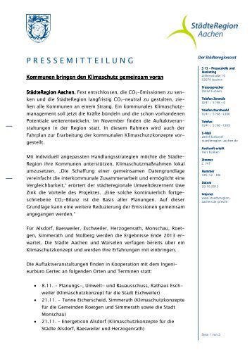 Pressemitteilung Klimaschutzkonzept - Gemeinde Simmerath