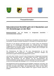 Presseinfo Start Sekundarschule 2 Standorte - Gemeinde Simmerath