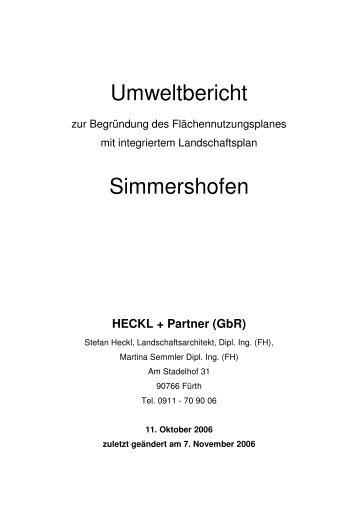 Umweltbericht FNP Simmershofen - Gemeinde Simmershofen