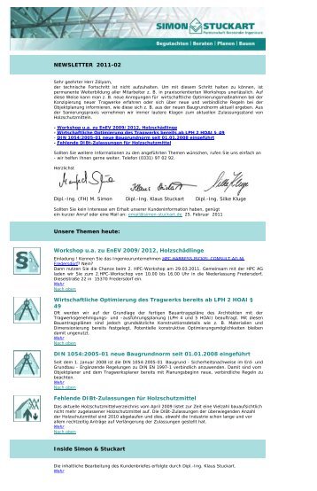Kundenbrief 2011/02 (PDF) - bei Simon & Stuckart
