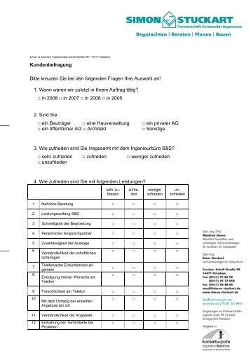 Kundenbefragung 1. Wann waren wir zuletzt in Ihrem Auftrag tätig ...