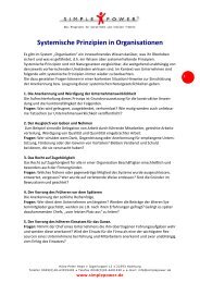 Systemische Prinzipien in Organisationen - SimplePower