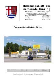 Mitteilungsblatt der Gemeinde Sinzing - Landkreis Regensburg