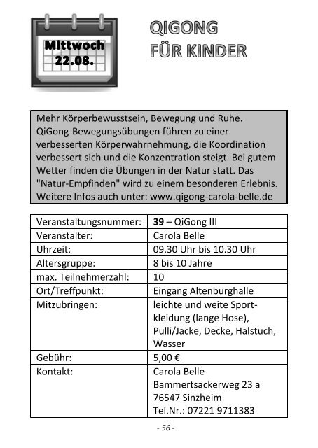 SOMMERFERIENPROGRAMM - Gemeinde Sinzheim