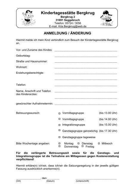 Brief Kindergarten Brief Kindergarten