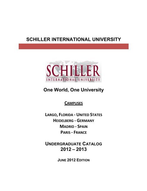 Undergraduate Catalog - Schiller International University