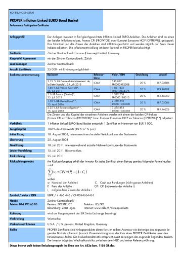 PROPER Inflation Linked EURO Bond Basket + + â â CiP CPI w