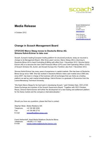 Media Release - SIX Swiss Exchange